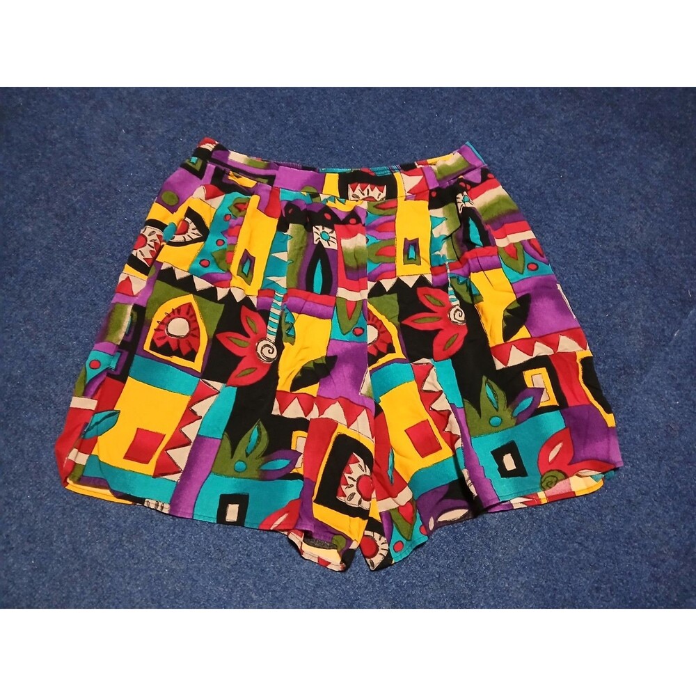 Bobbie Brooks Vintage Shorts Women’s Multi Color Block Flowing w/Pockets   Large